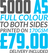 5000 A5 | 170GSM | Full Colour To Both Sides | Delivery Included | £69.00